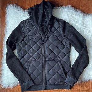 Hurley Bristol Black Quilted Zip Up Hoodie Jacket Women's Small NWOT